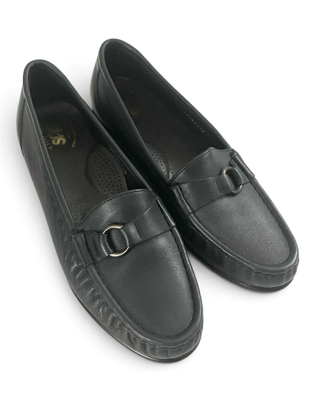 SAS Jewel Comfort Slip On Moc Toe Loafer with Bit Detail Navy Blue Size 8
